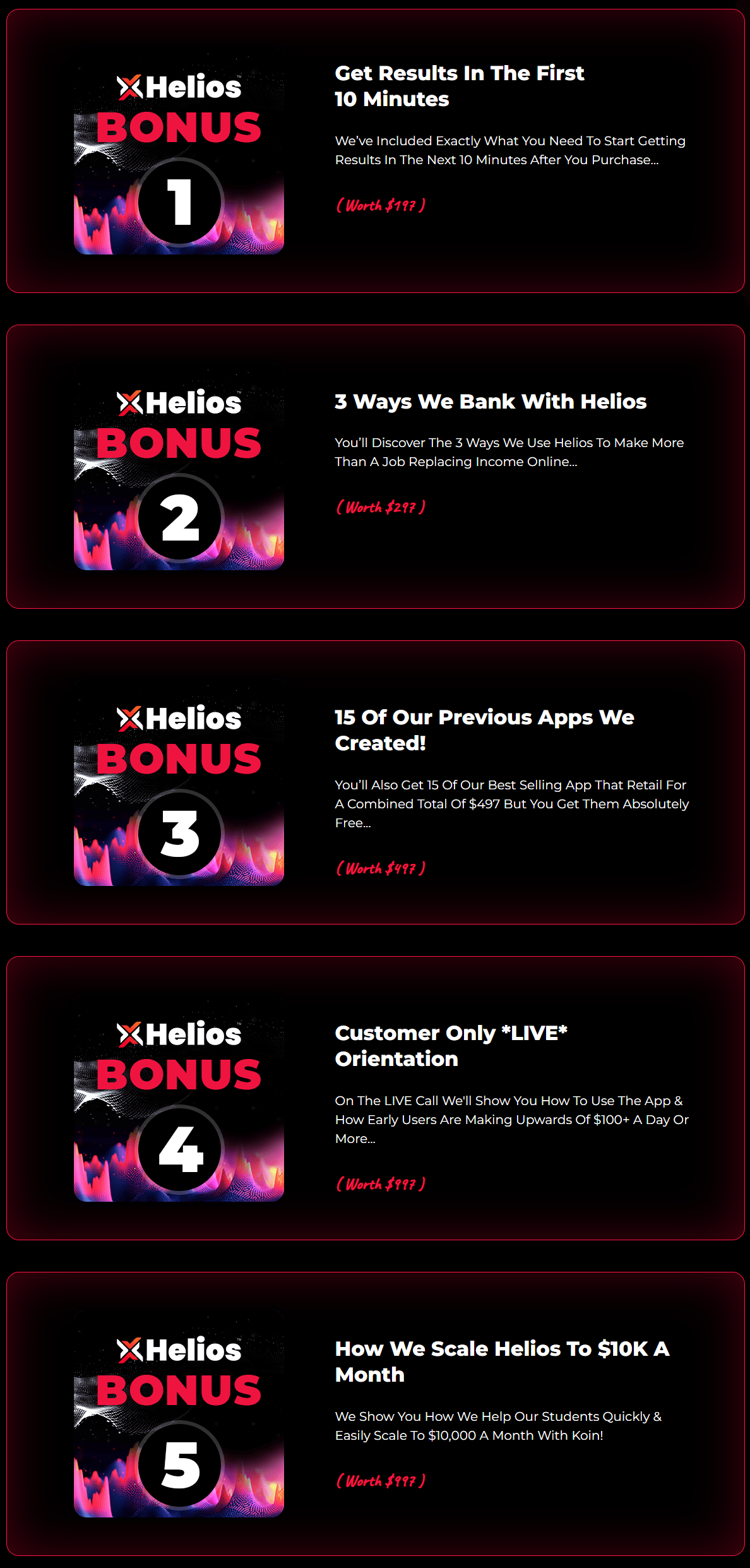 Helios App Bonuses